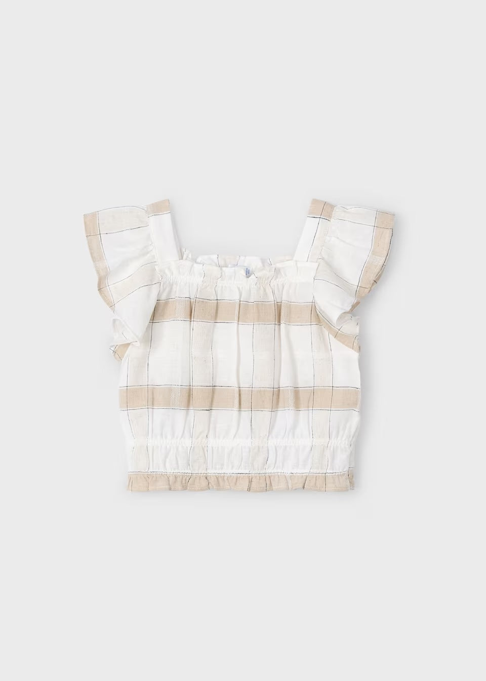 Mayoral - Plaid Linen Top - Cinnamon