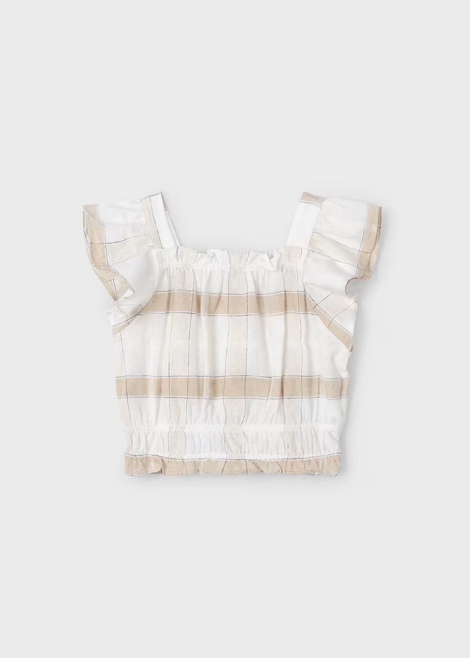 Mayoral - Plaid Linen Top - Cinnamon