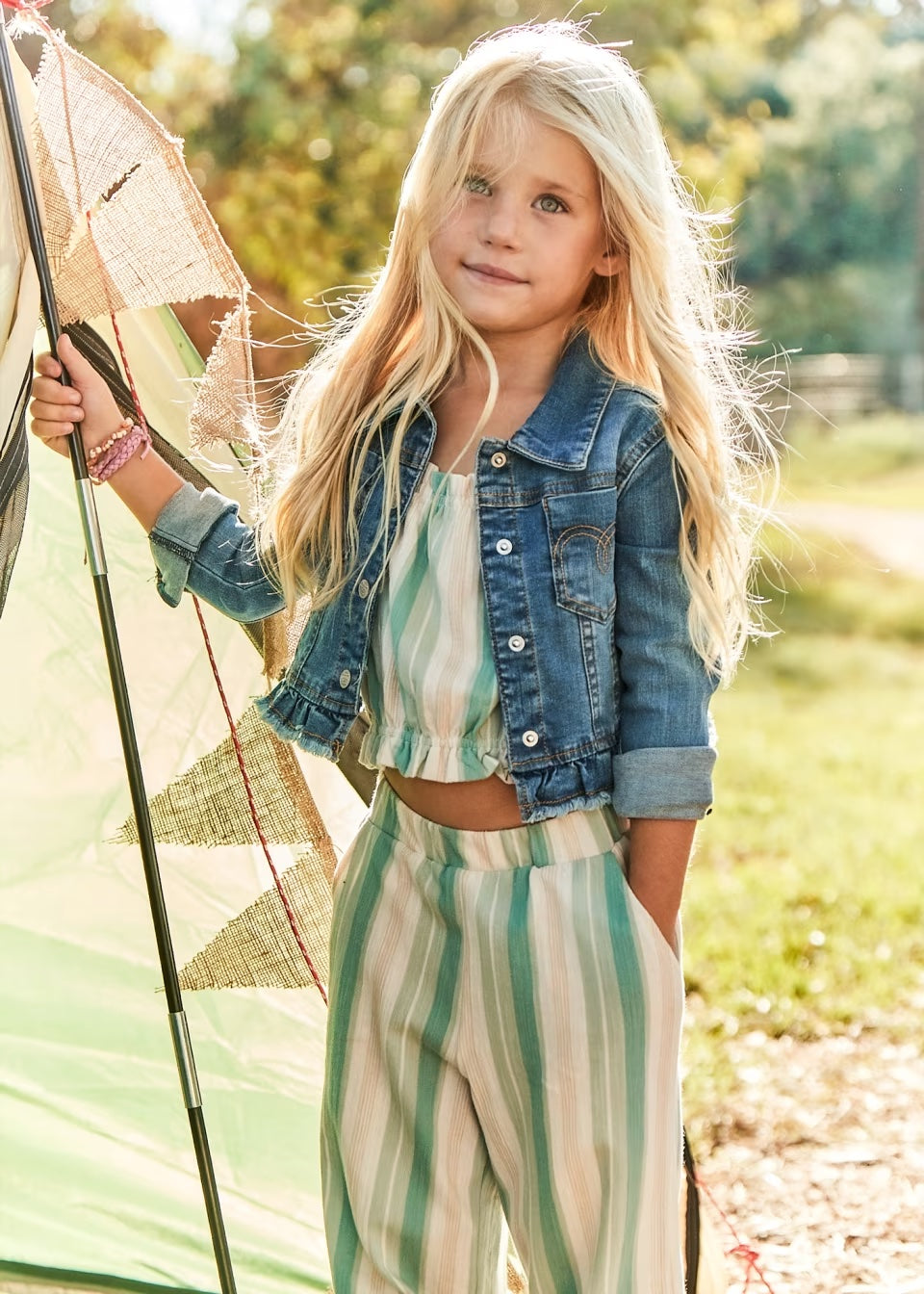 Mayoral - Striped Pant Set - Jade