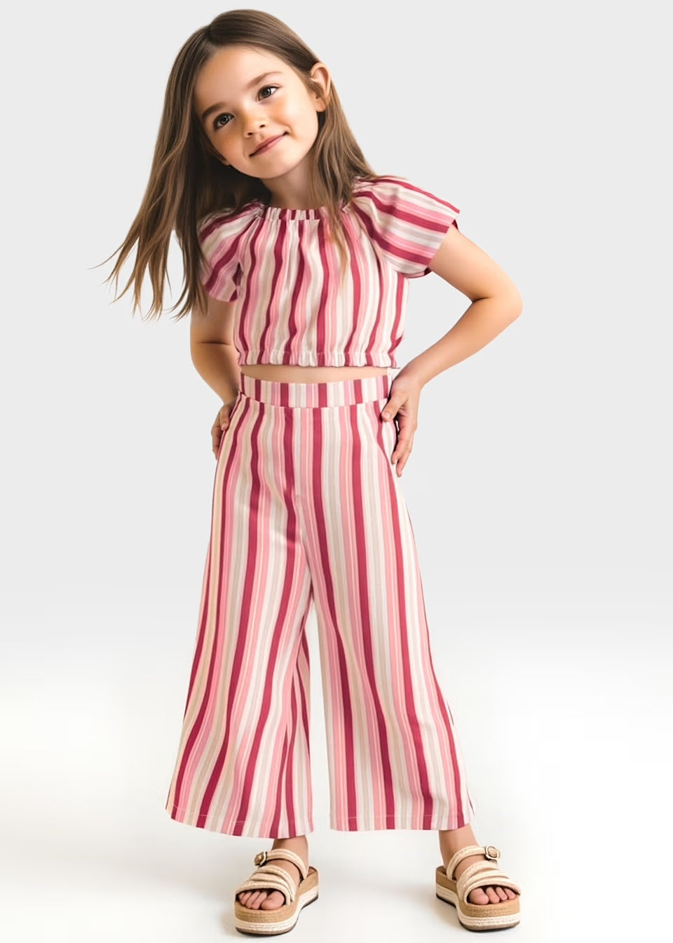 Mayoral - Striped Pant Set - Salmon