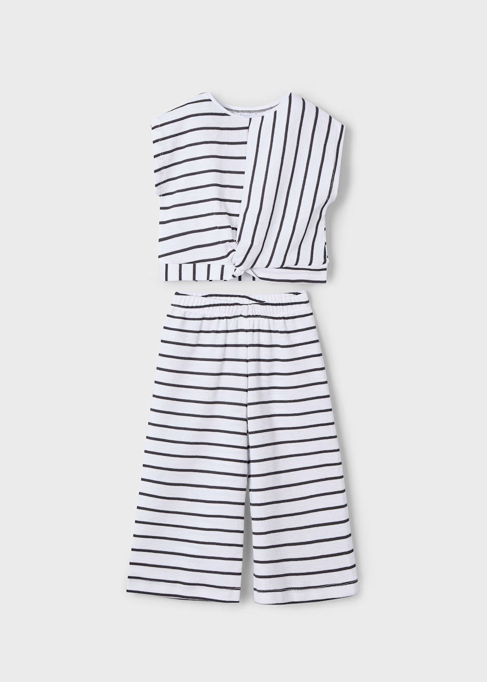 Mayoral - Striped Pant Set - White Anthracite