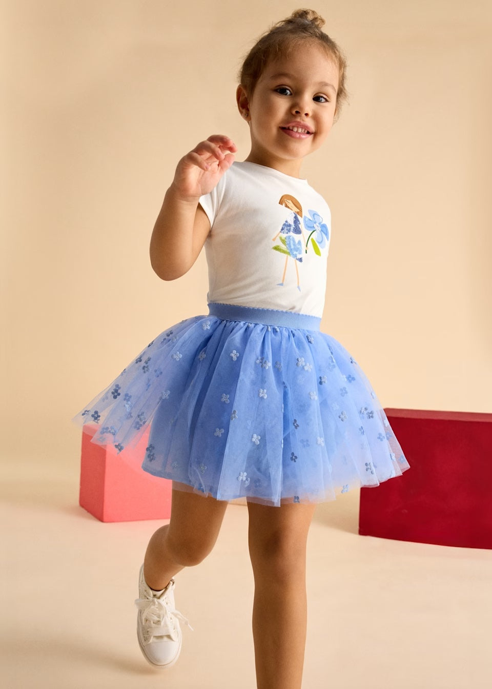 Mayoral - Tule Skirt & T-Shirt Set - Indigo