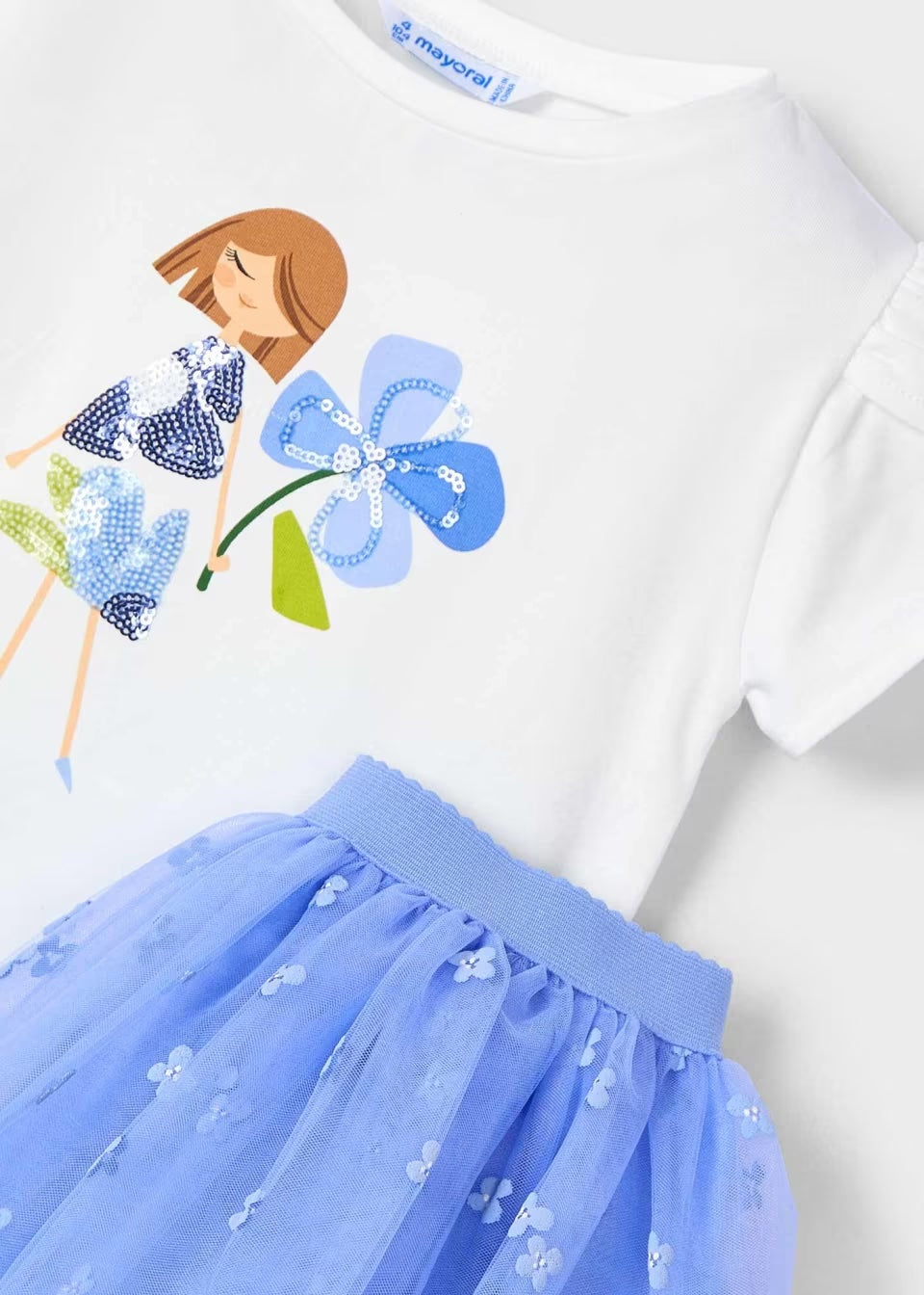 Mayoral - Tule Skirt & T-Shirt Set - Indigo