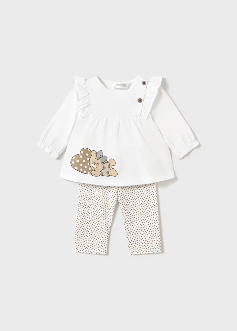 Mayoral - Long Sleeve Shirt and Legging Set - Biscuit