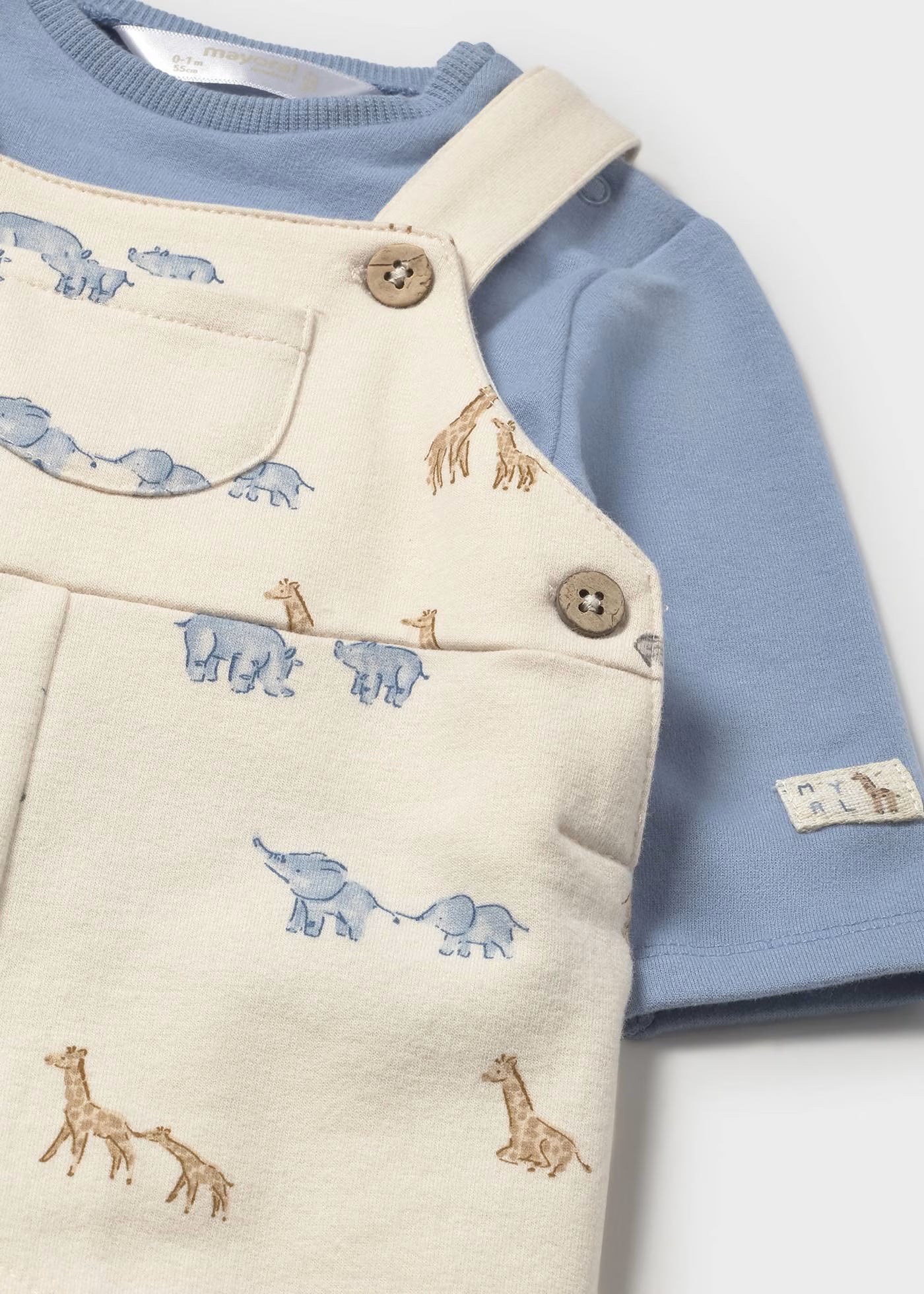 Mayoral - 2 pc Dungaree Set - Blue Bell