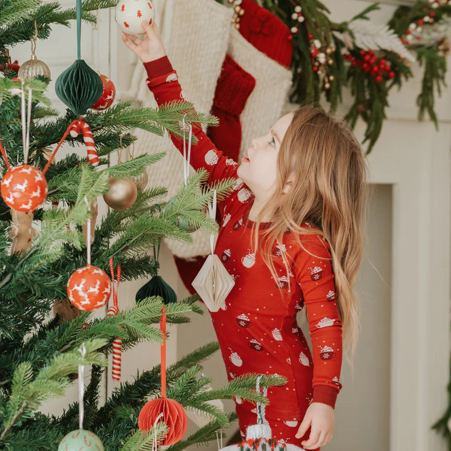 Petit Lem - Hot Cocoa Print on Scarlet PJ Set/Ensemble pyjama à imprimés de chocolats chaud