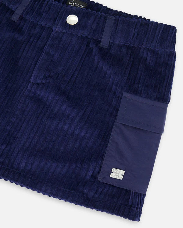 Deux Par Deux - Corduroy Cargo Pocket Skirt - Navy