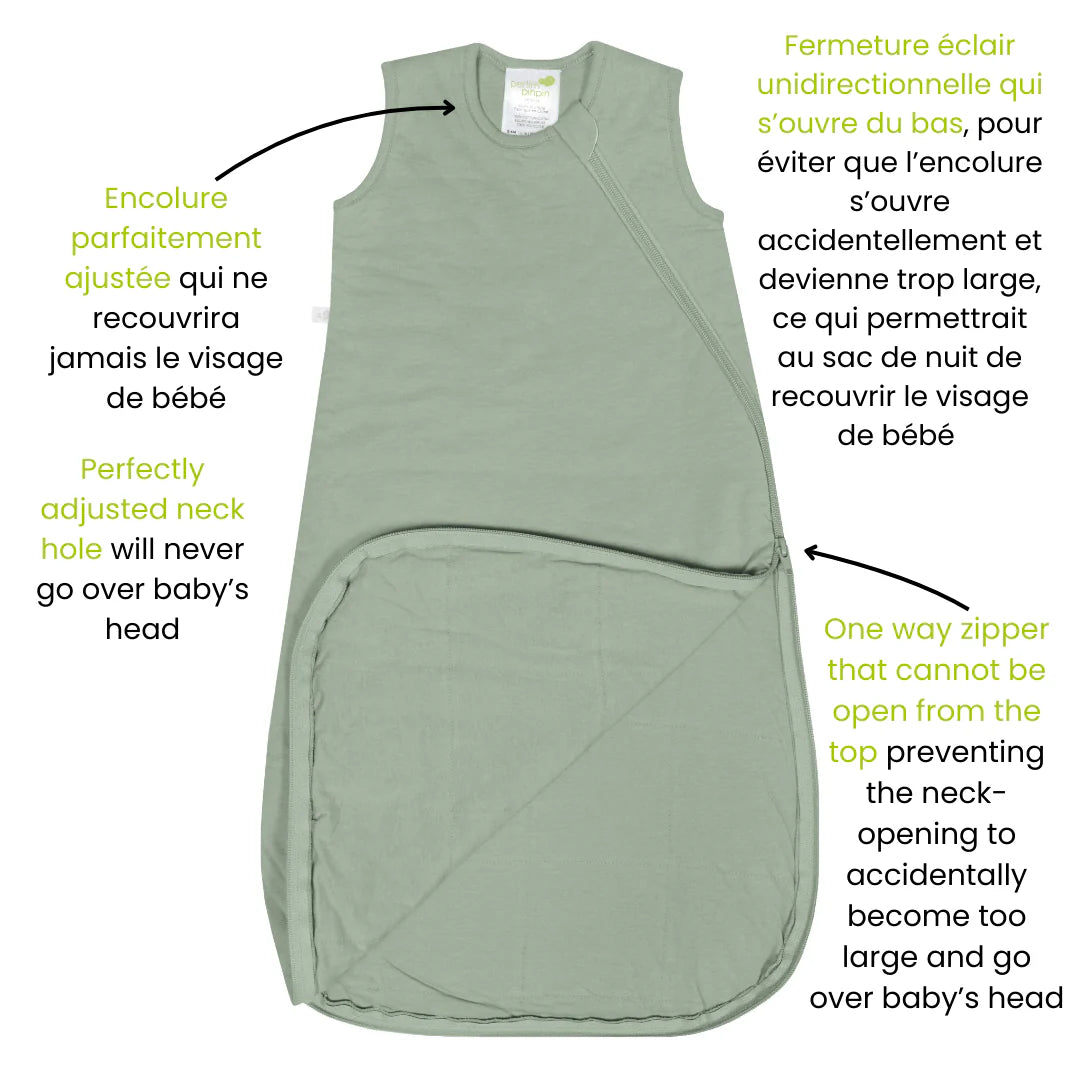 Perlimpinpin - Quilted Bamboo Sleep Sack 1.0 Tog - Moss
