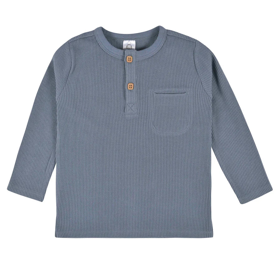 Gerber - Waffle Knit Henley - Blue