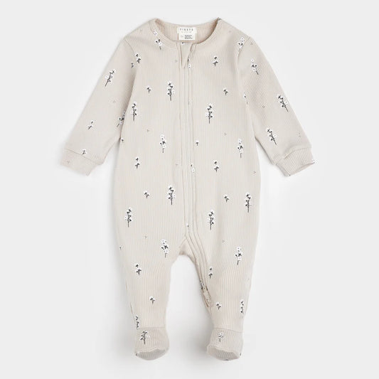 Petit Lem - Cotton Ribbed Sleeper - Flowers