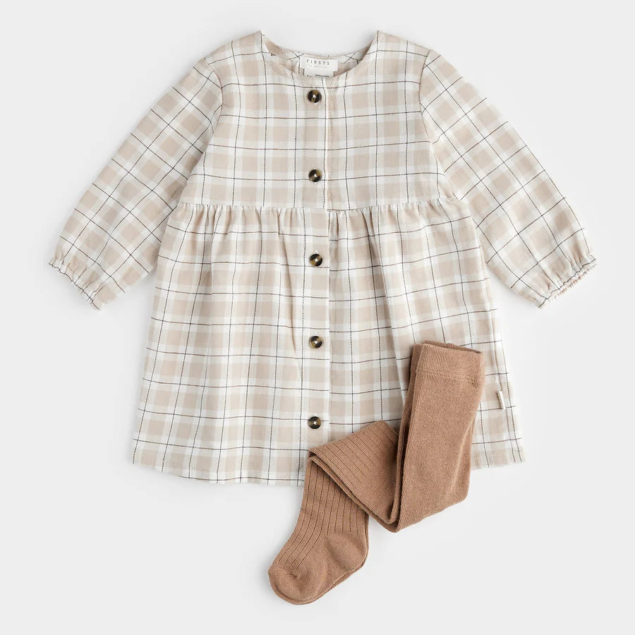 Petit Lem - Dune Plaid Poplin Dress Set/Ensemble de robe en popeline à carreaux Dune