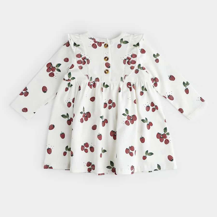 Petit Lem - Raspberry Print Jersey Dress Set/Ensemble de robe à imprimé de framboises