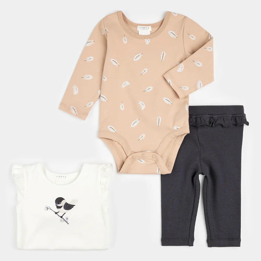 Petit Lem - Chickadee 3pc Newborn Set/Ensemble nouveau-né 3 pièces à imprimé de mésanges