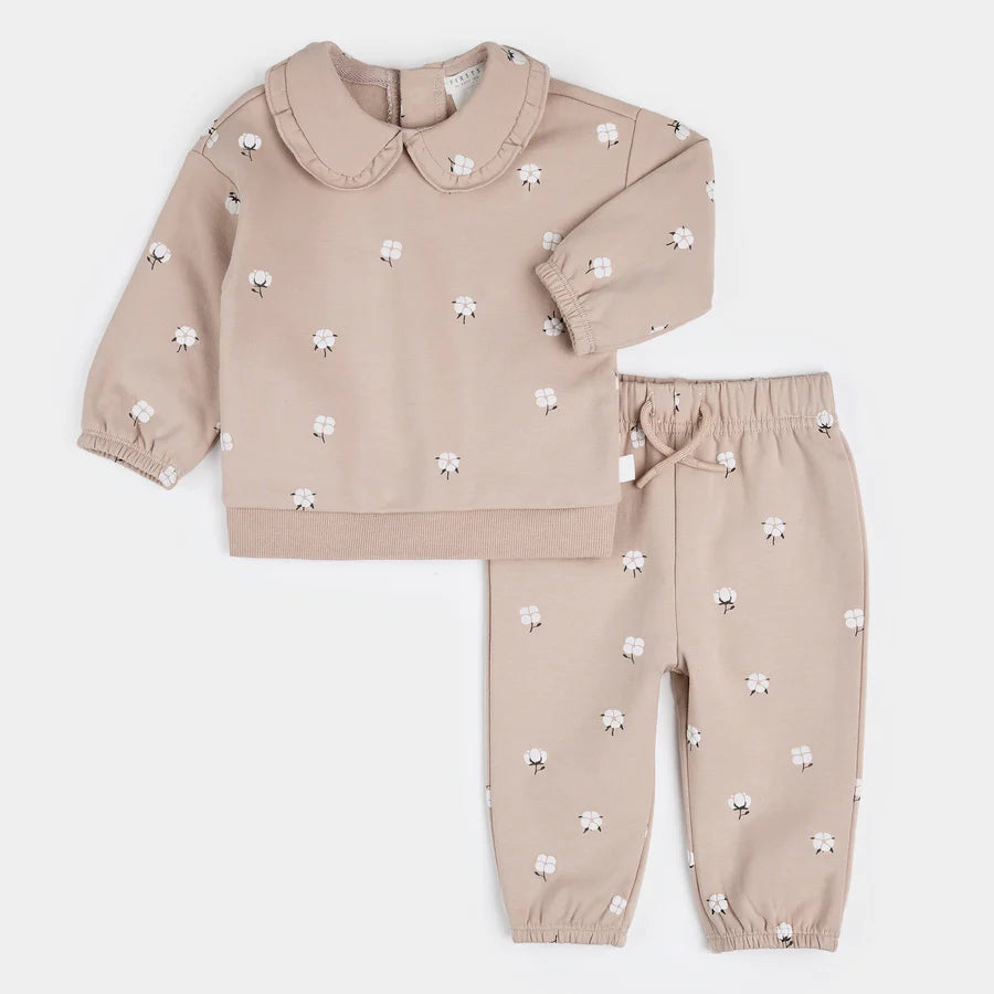 Petit Lem - Cotton Flower Fleece Outfit Set/Ensemble polaire à imprimé de fleurs de coton