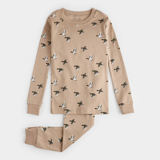 Petit Lem - Mallard Print on Sand PJ Set/Ensemble pyjama sable à imprimé de canards pour enfant