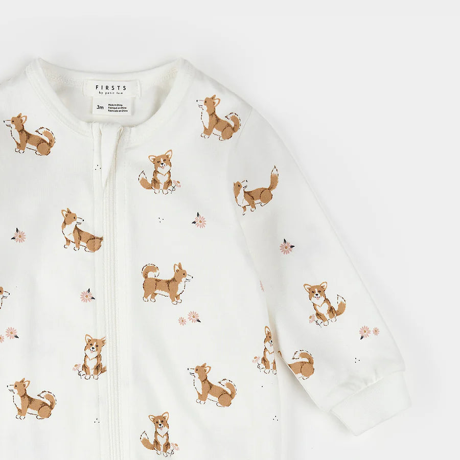 Petit Lem - Cotton Sleeper - Corgi Print