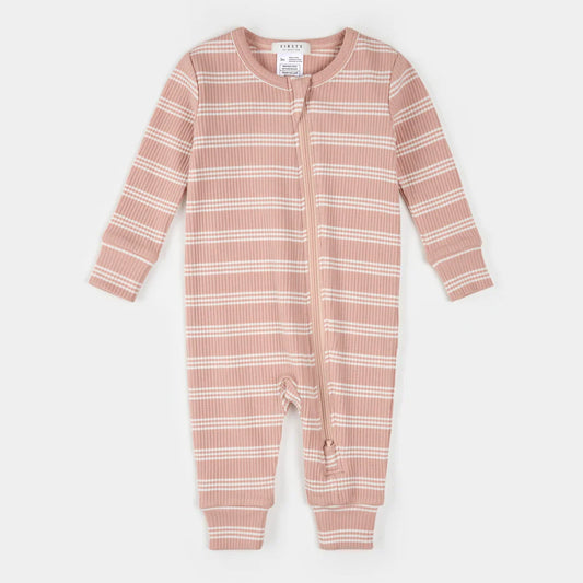 Petit Lem - Modal Rib Sleeper - Rose Striped