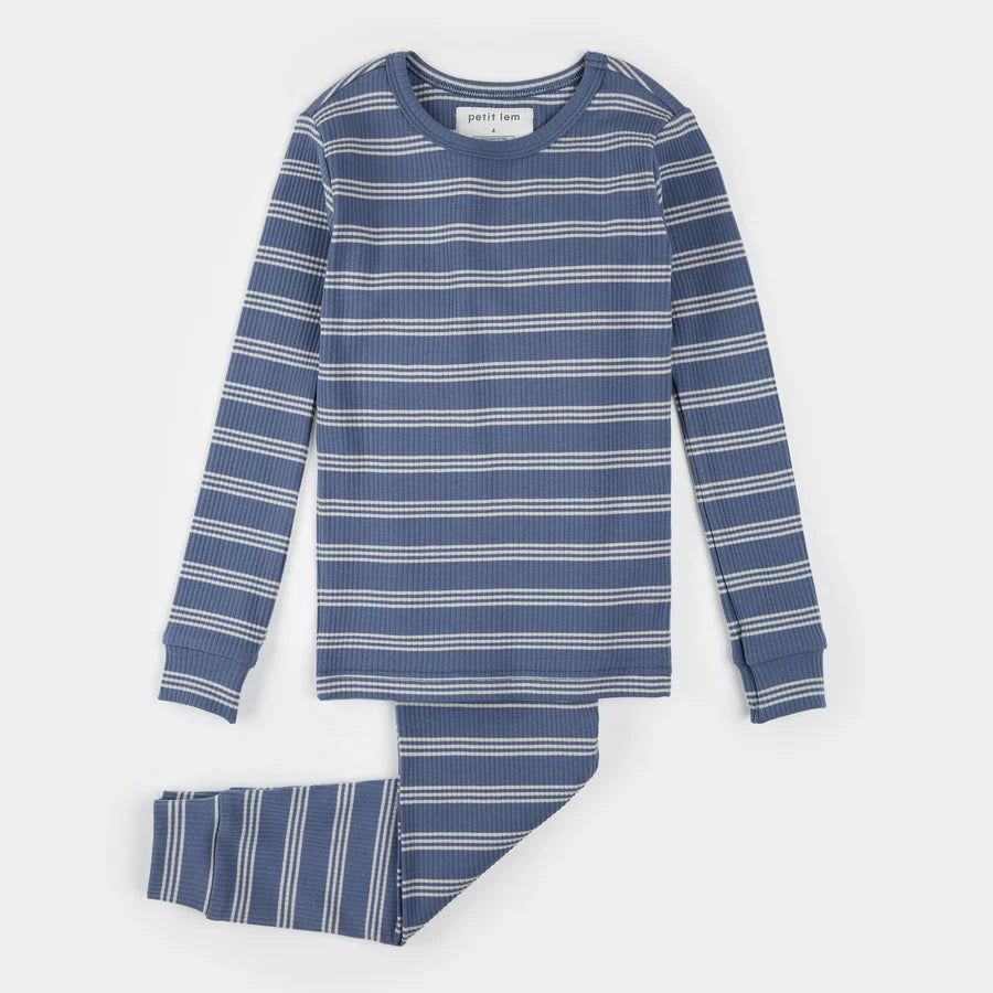 Petit Lem - Modal Rib Pajamas - Blue Striped