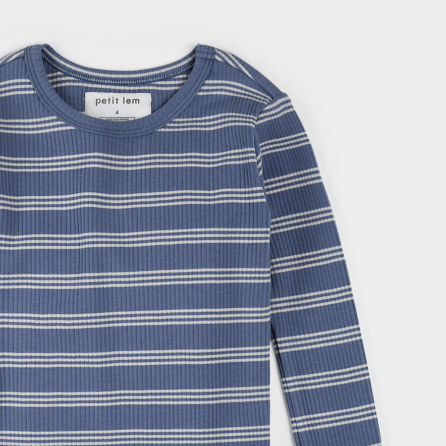 Petit Lem - Modal Rib Pajamas - Blue Striped