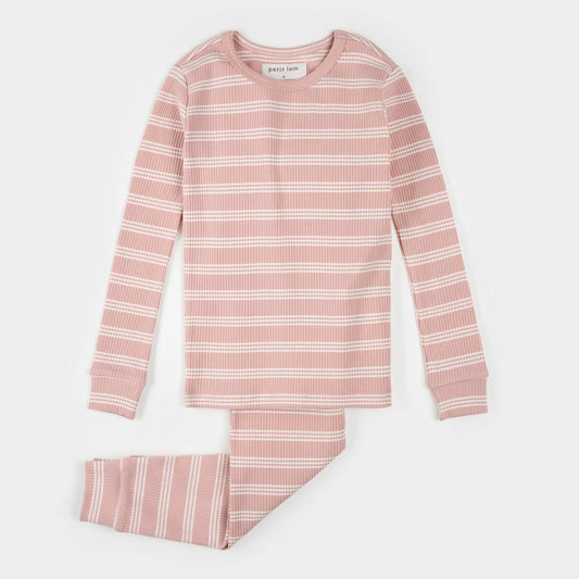 Petit Lem - Modal Rib Pajamas - Rose Striped