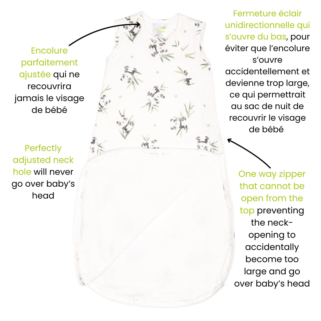 Perlimpinpin - Quilted Bamboo Sleep Sack 1.0 Tog -Pandas