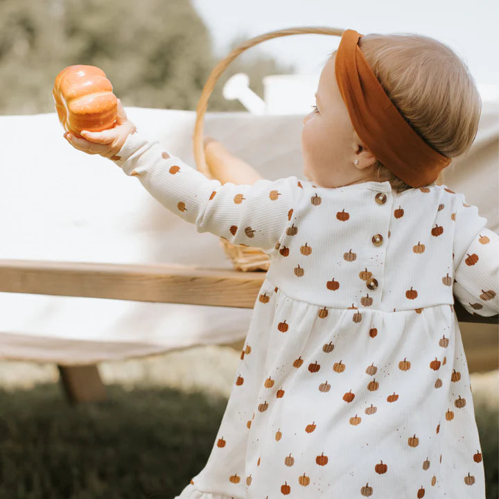 Petit Lem - Pumpkin Print Modal Rib Dress Set/Ensemble de robe en modal côtelé à imprimé de citrouilles