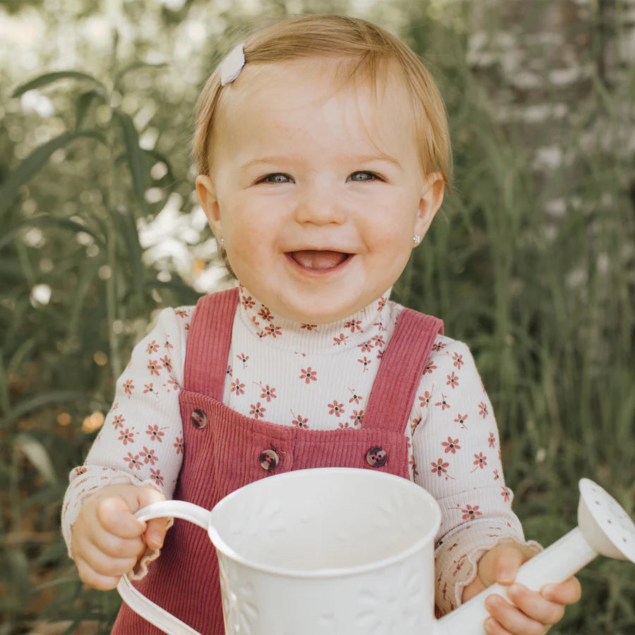 Petit Lem - Raspberry Corduroy Overall Dress Set/Ensemble de robe en velours côtelé framboise