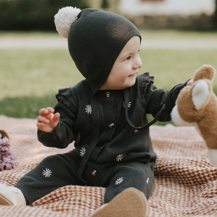 Petit Lem - Sweater Knit Playsuit -Daisy Print