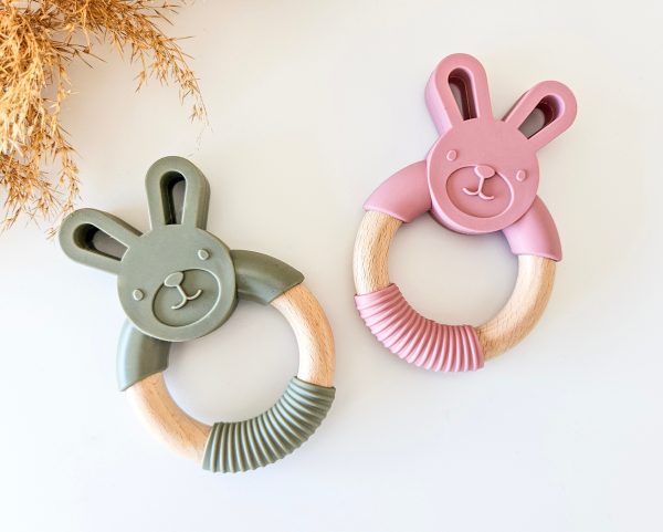 Jululu - Rabbit Teether Khaki Green