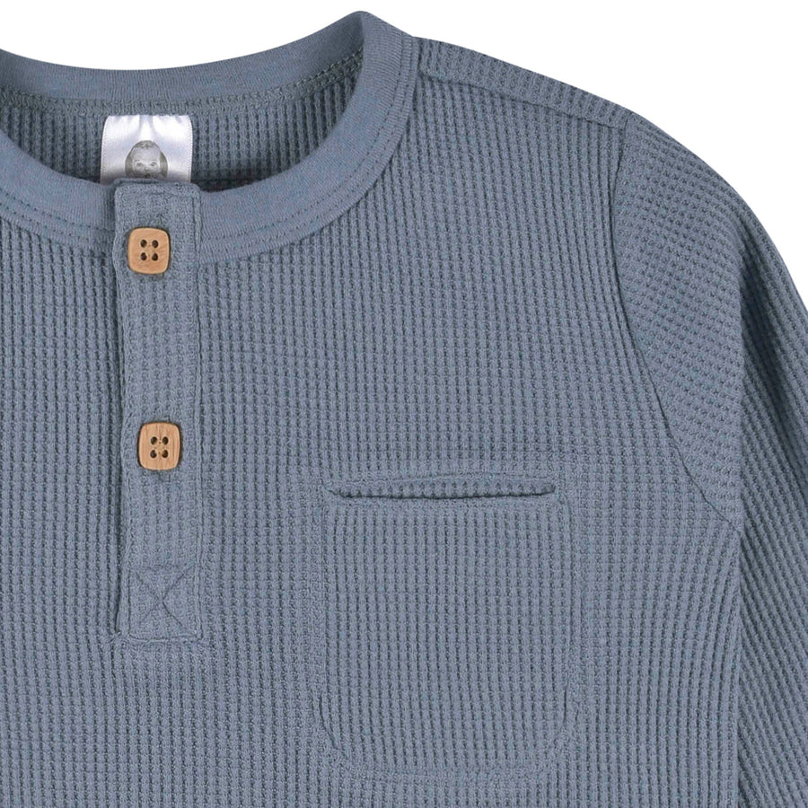 Gerber - Waffle Knit Henley - Blue