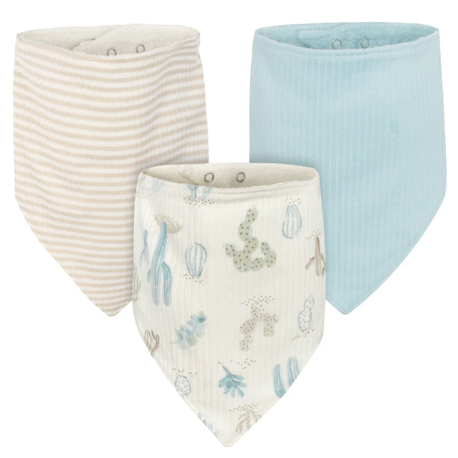 Just Born 3-Pack Baby Boys Desert Cactus Bandana Bibs