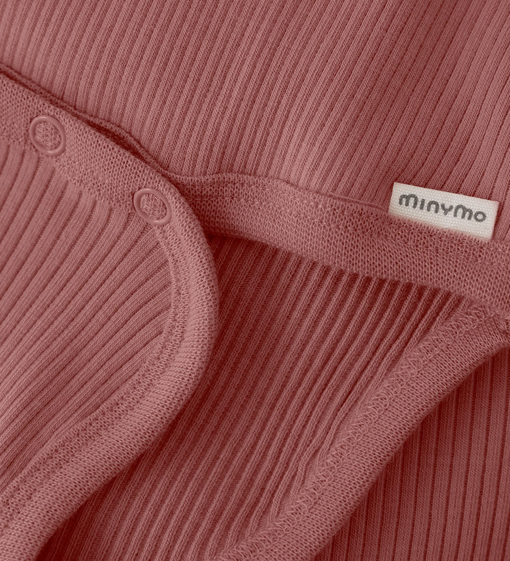 Minymo - Long Sleeve Rib Bodysuit - Withered Rose