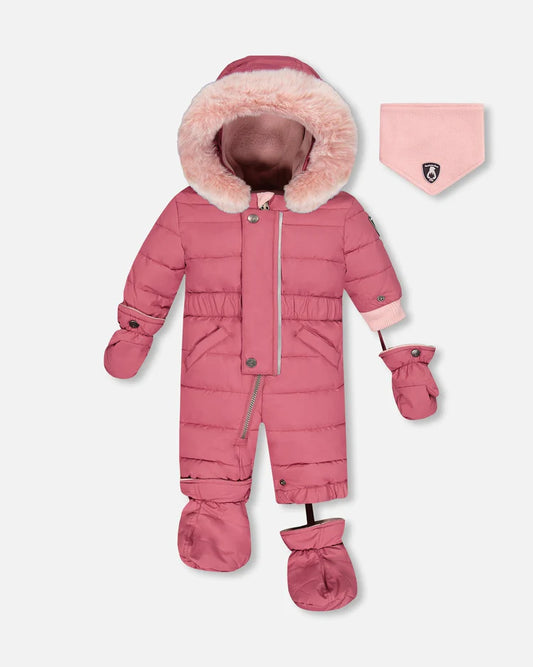 Deux Par Deux Solid One Piece Baby Snowsuit Burgundy/Habit de neige une pièce bordeaux pour bébé