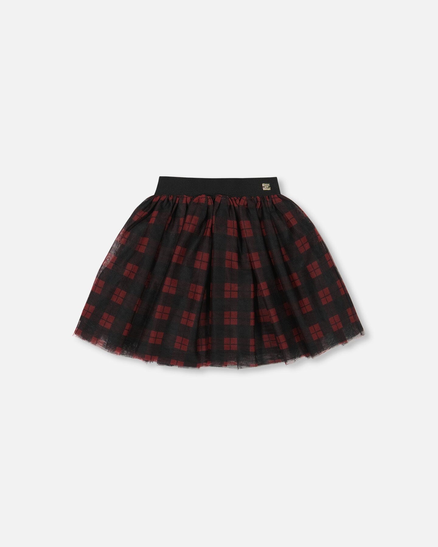 Deux Par Deux - Tulle Skirt Buffalo Plaid/Jupe en tulle à carreaux buffalo rouge et noir