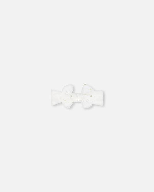 Deux Par Deux - Headband With Glittering Tulle Bow - Off White