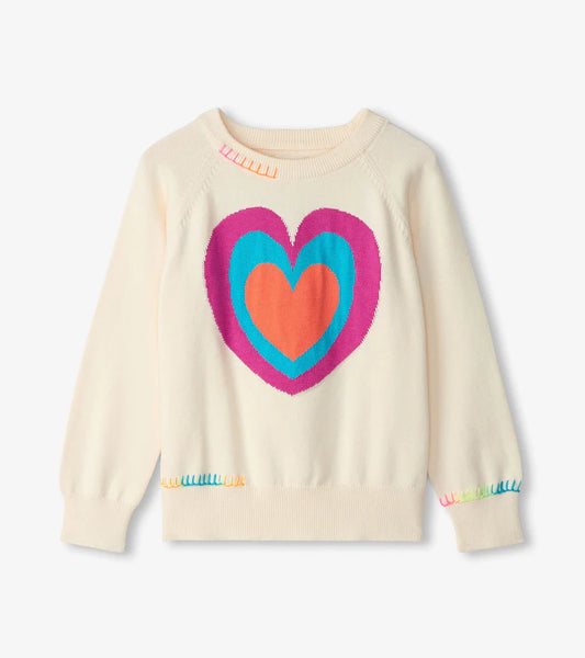 Hatley - Girls Layered Hearts Sweater/Pull à manches raglan – Cœurs superposés