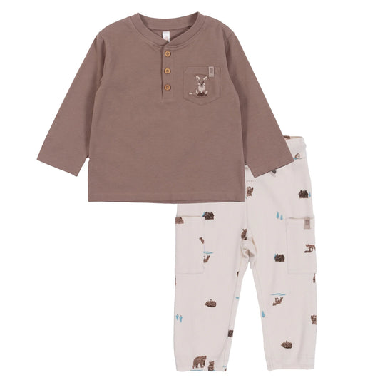 Nano - Teddy Bear Hugs 2pc Long Sleeve Set - Brown