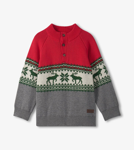 Hatley - Holiday Mockneck Sweater -  Elk