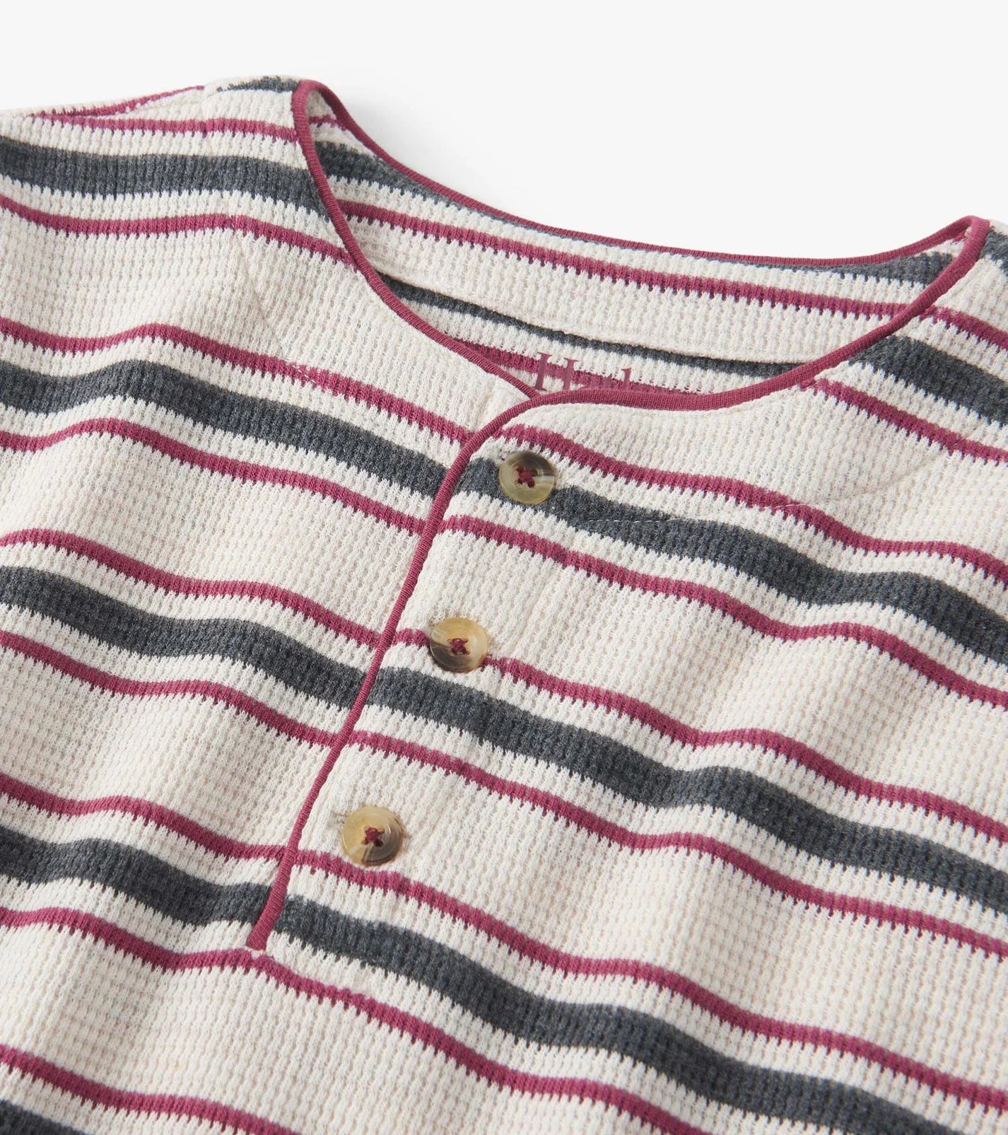 Hatley - Waffle Henley - Oatmeal Melange Stripes