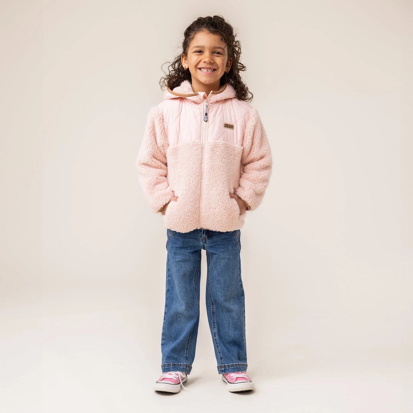 Nano -Sherpa Hooded Jacket - Pink