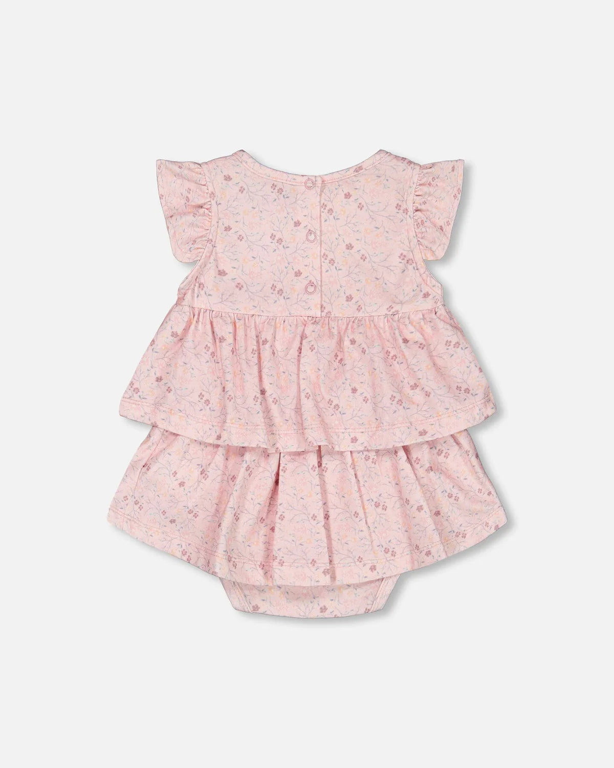 Deux Par Deux - Organic Cotton Printed Romper Pink Small Flower/Barboteuse Imprimée De Petites Fleurs Roses En Coton Biologique