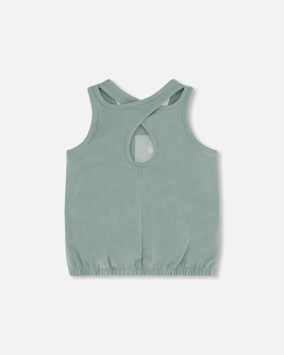 Deux Par Deux - Organic Cotton Tank Top With Print Olive Green/Camisole Avec Imprimé Vert Olive En Coton Biologique