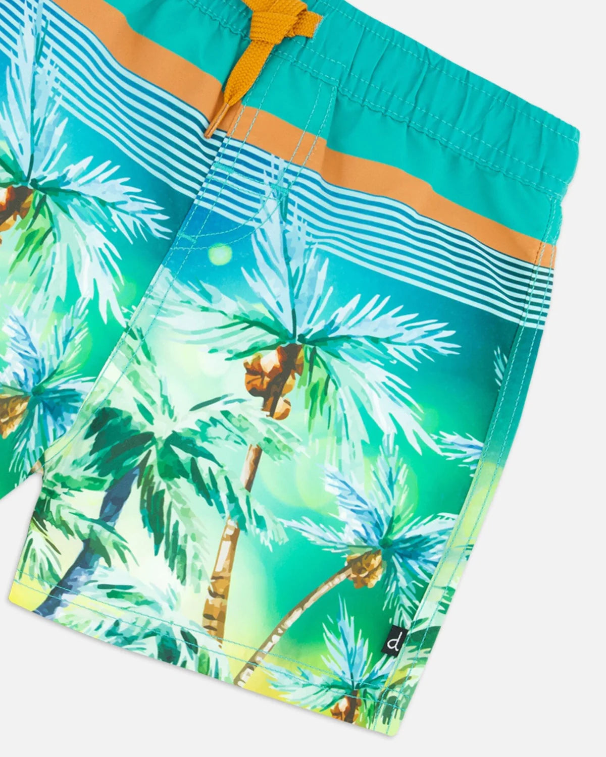 Deux Par Deux - Boardshort Above The Knee Printed Coconut/Short Maillot De Bain Au-Dessus Du Genou Imprimé De Cocotier