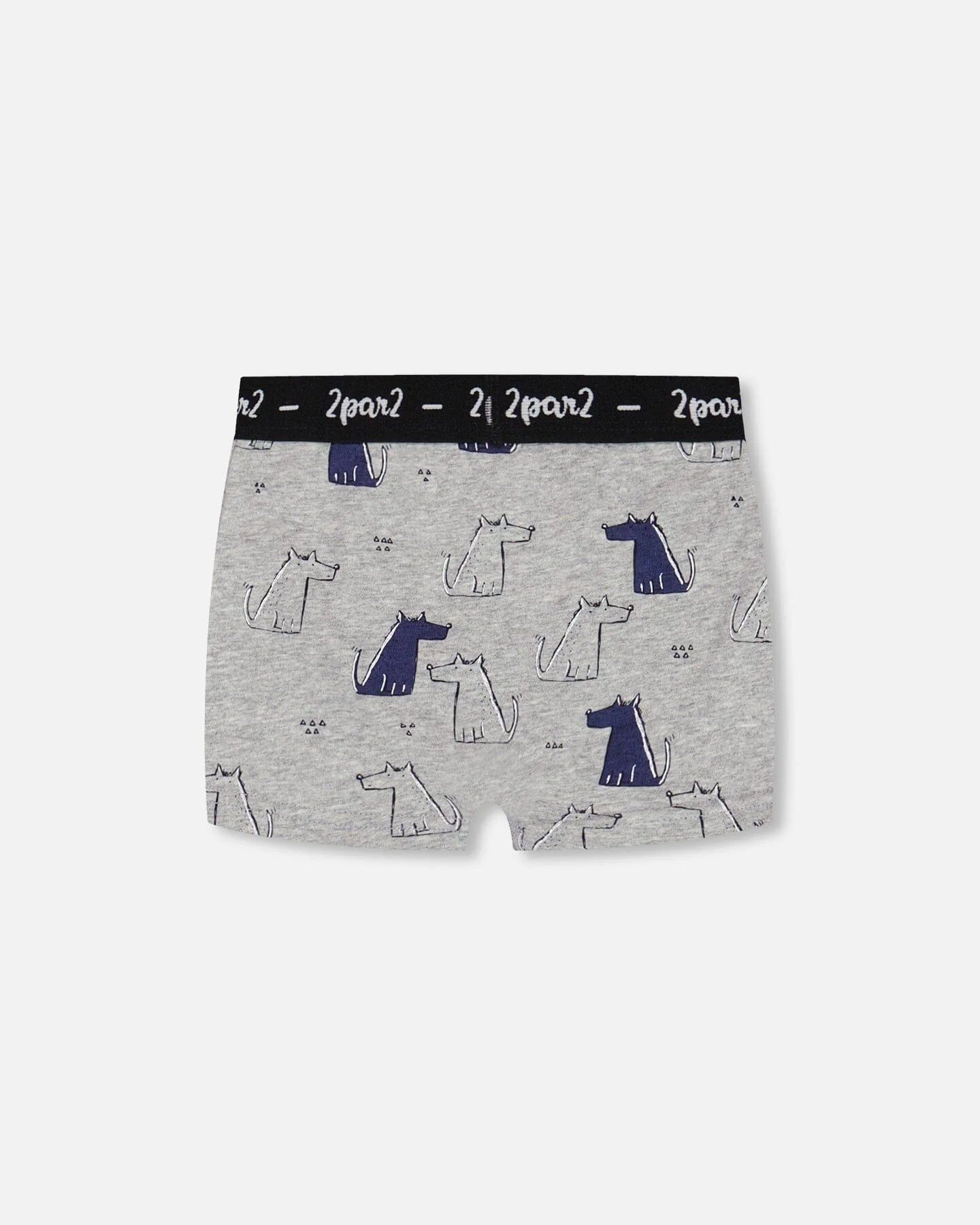 Deux Par Deux - Organic Cotton Boxer Short Grey Mix Printed Dogs/Boxer Court Gris Mixte Imprimé De Chiens En Coton Biologique