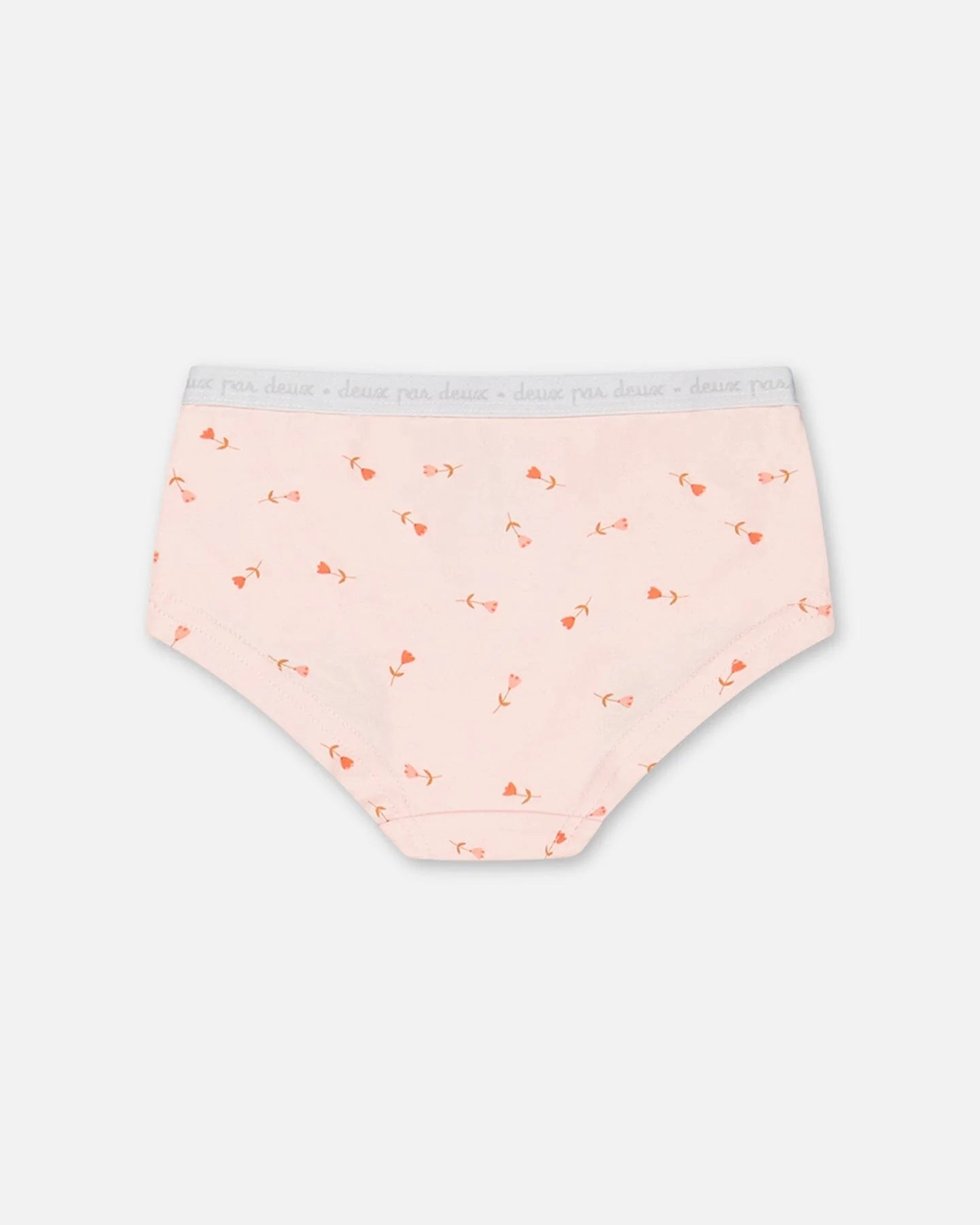 Deux Par Deux - Organic Cotton Boyshort Pantie Pink Printed Flowers/Culotte Garçonne Rose Imprimée De Fleurs En Coton Biologique