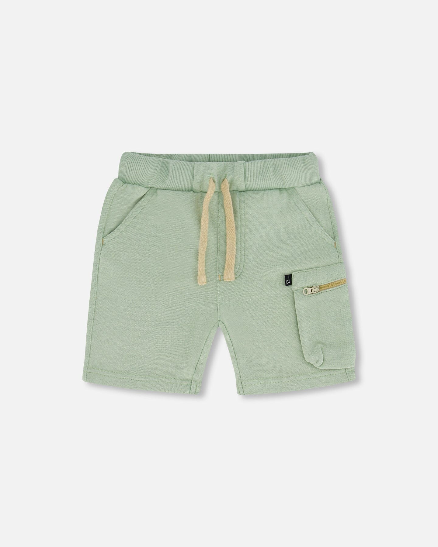 Deux Par Deux - French Terry Short With Zipper Pocket Mint/Short Avec Poche À Fermeture Éclair Menthe En Coton Français