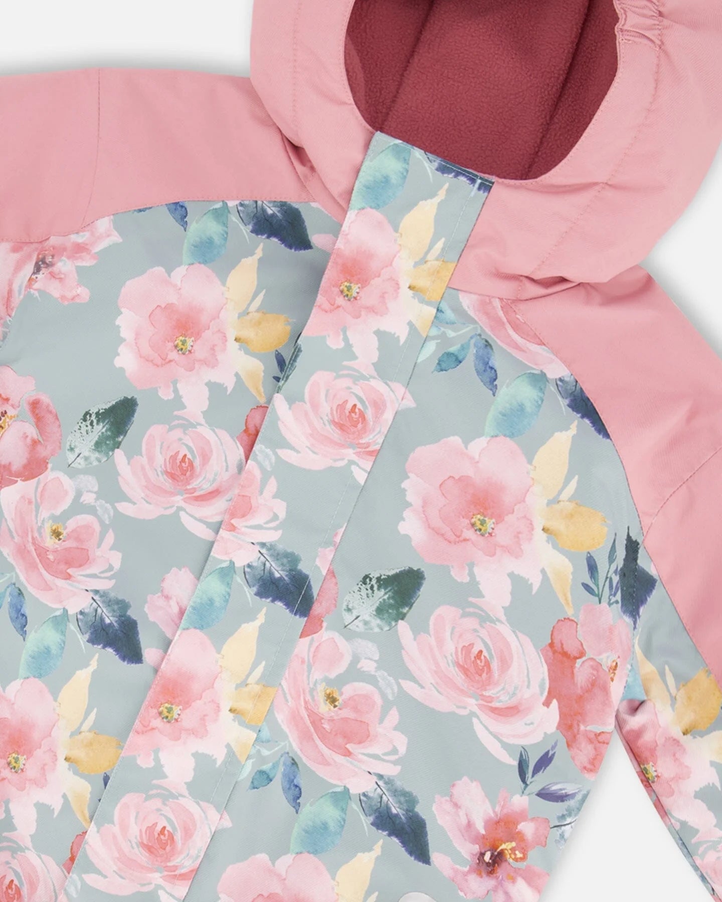 Deux Par Deux - One Piece Outerwear Suit Printed Watercolor Roses/Combinaison d'extérieur une-pièce imprimée de rose aquarelles