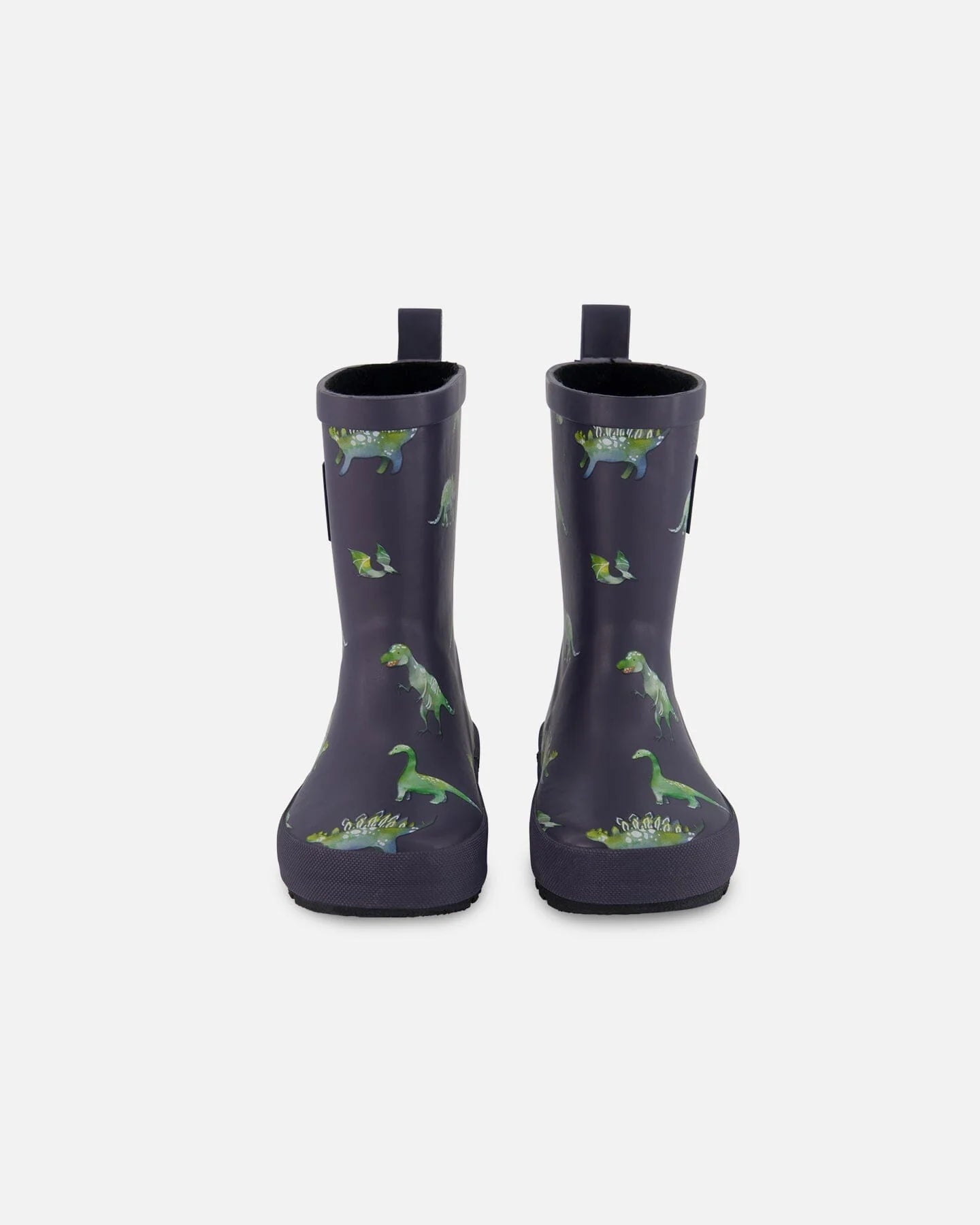 Deux Par Deux - Rain Boots Grey Printed Dinosaurs/Bottes de pluie grises avec imprimé dinosaures