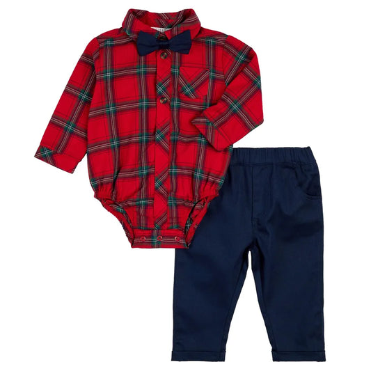 Petit Lem - Plaid Three Pieces Flannel Outfit Set/Ensemble Chemise Carreaux