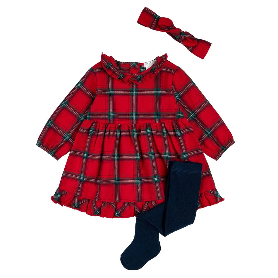 Petit Lem - Plaid Three Pieces Flannel Dress Set/Ensemble Robe Carreaux